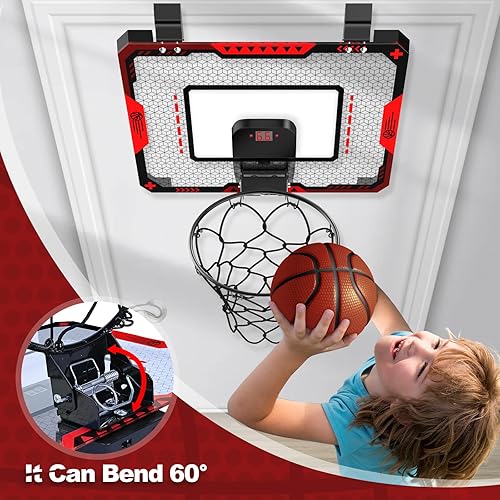 Miniatura 3 de Aro de baloncesto para interiores para niños de 5, 6, 7, 8, 9, 10 años en adelante, mini aro de baloncesto sobre la puerta, mini aro con marcador