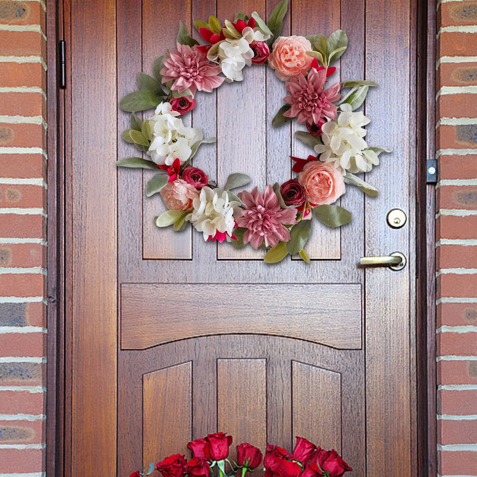 Ghirlanda estiva di peonie rosa e bianche, ghirlanda di peonie XL per porta d'ingresso per la primavera, decorazione rustica per tutto l'anno, decorazione per matrimoni estivi - Italia