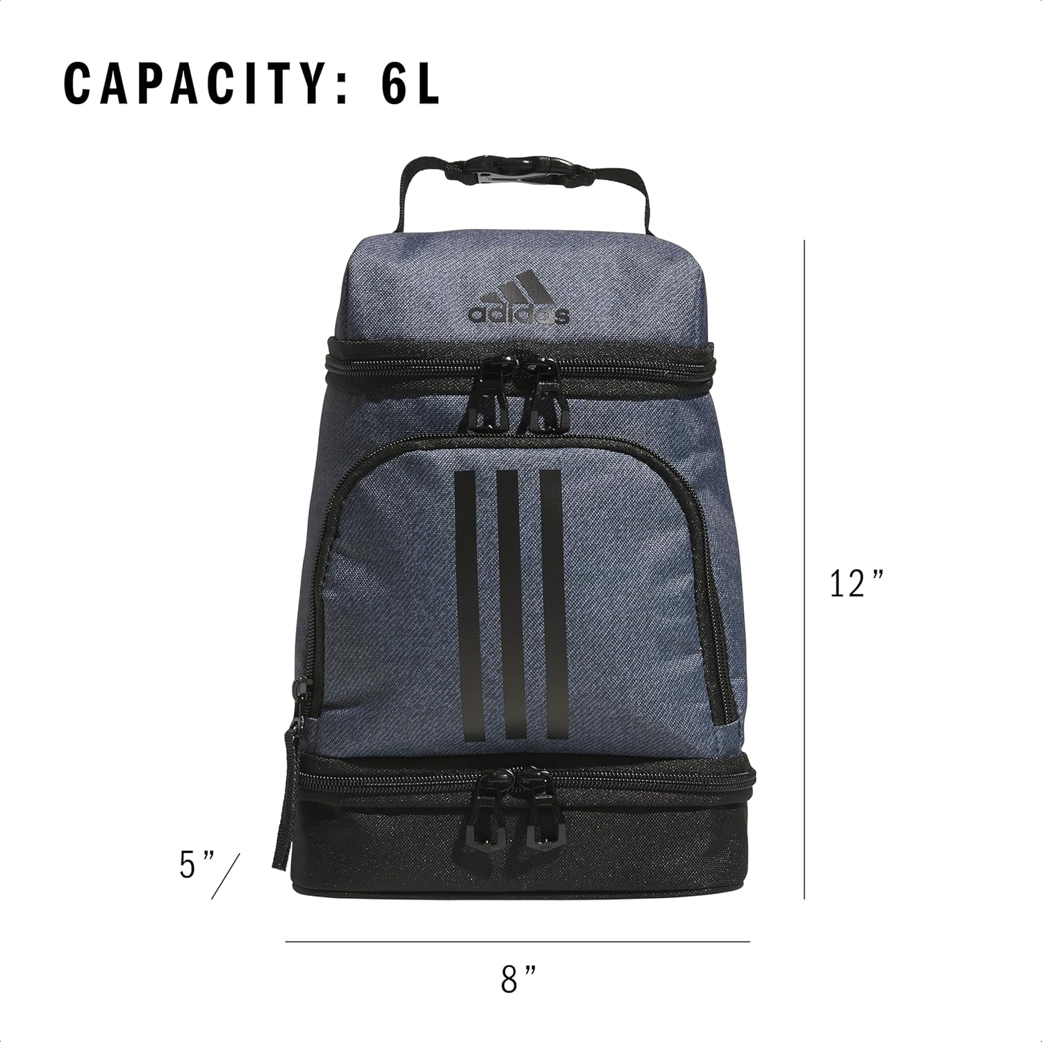 adidas Excel Insulated Lunch Bag, Cooler with Zipper, Pocket for Ice Pack, and Clip, Temperature Control Insulation - Image 5