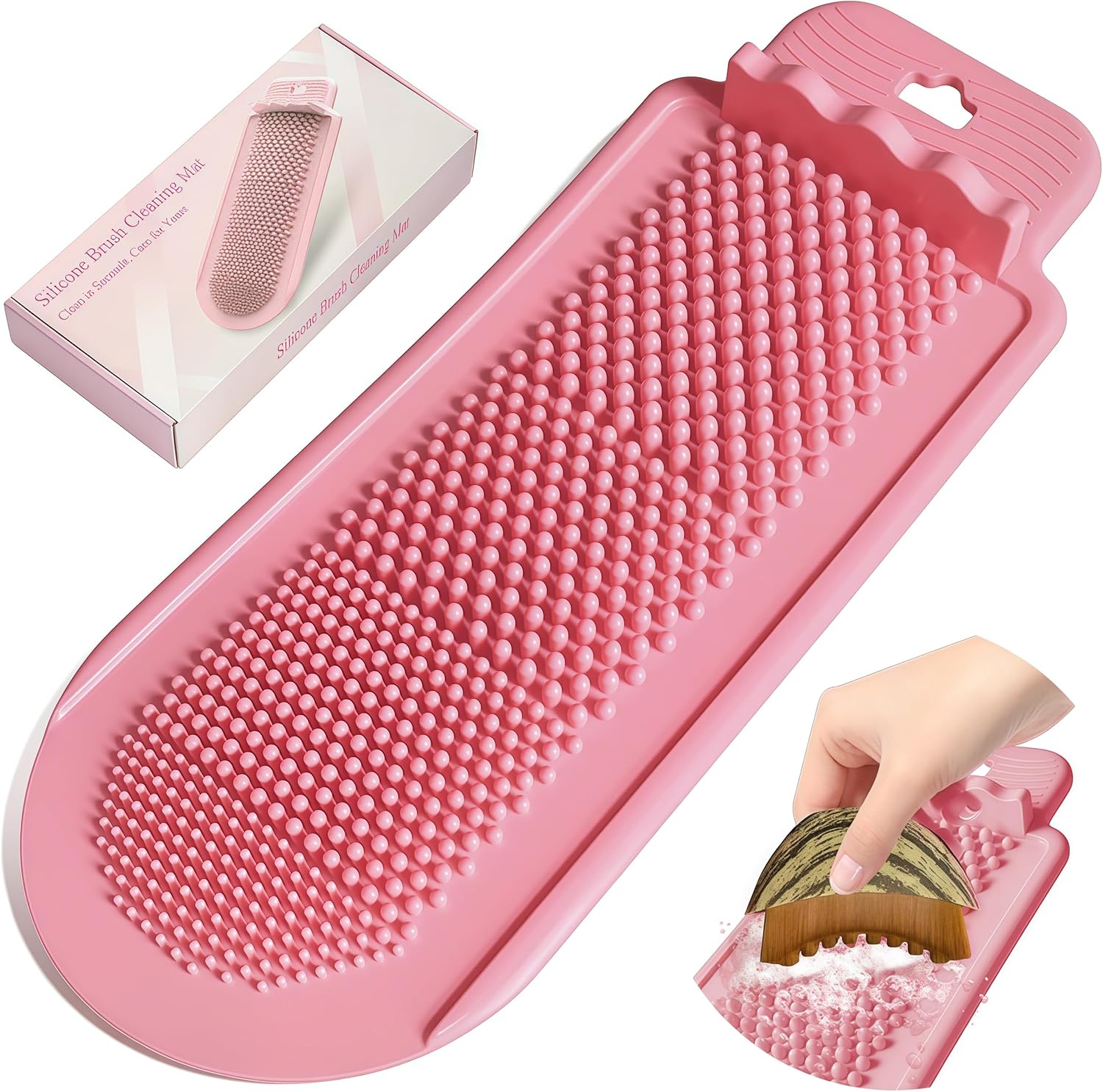 Lymphatic Brush Cleaning Mat Compatible with Cecily Braden, Soft Silicon Make Up Cleaner Pad with 4-Size Textured Nubs, Portable Roll-Up Design for Travel, Extend Brush Life - Includes Hanging Hole