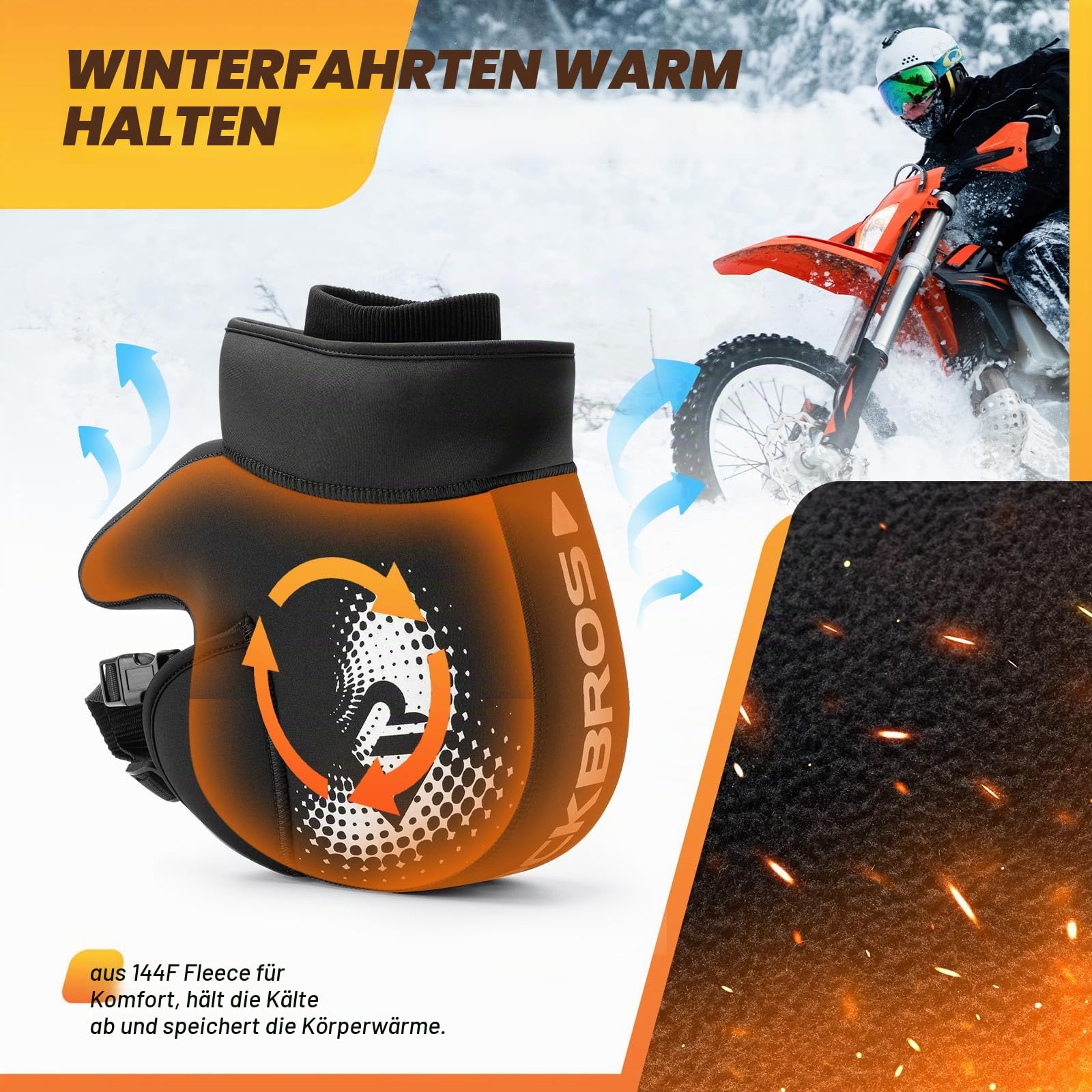 ROCKBROS Motorrad Handschuhe Winter Lenkerstulpen Lenker Handschuhe für Motorrad Warm Winddicht Motorradhandschuhe Schwarz | Lenker Handschuhe für Motorrad, Motorradhandschuhe Schwarz