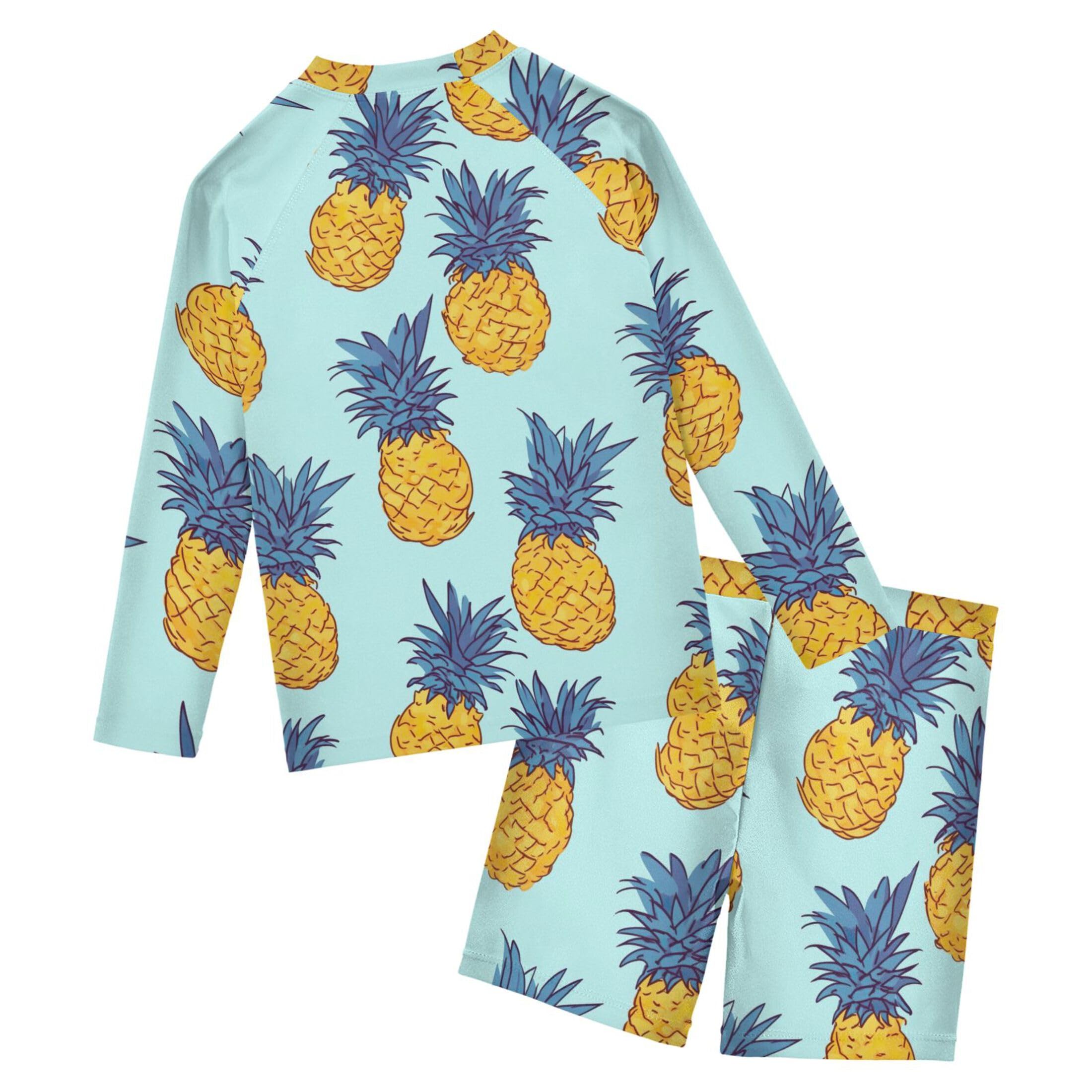 Pineapple Fruit Summer Toddler and Baby Boys' 2-Piece Swimsuit Trunk, Long Sleeve Rashguard Bathing Suit B0403888