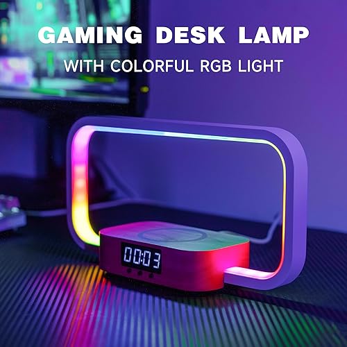 Miniatura 6 de Lámpara de mesita de noche Cargador inalámbrico Lámpara de mesita de noche táctil con puerto USB  Lámpara de escritorio con luz LED moderna RGB con