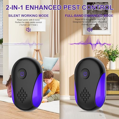 Miniatura 5 de Repelet ultrasónico actualizado 2024, paquete de 6 unidades, ultrasónico y repelente de interiores para cucarachas, roedores, ratones, insectos,