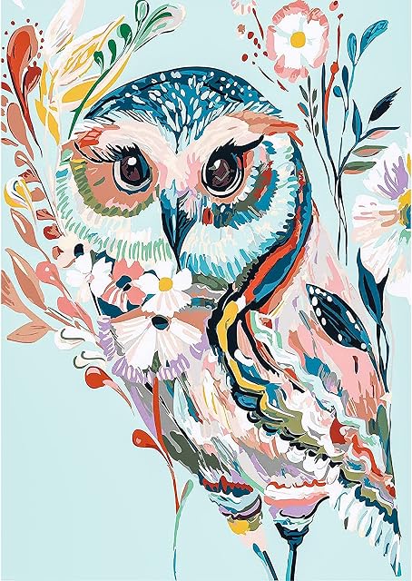 5D DIY Diamond Art Painting Kits Full Drill, Colorful Owl Diamond Rhinestones Crystal Embroidery Cross Stitch Arts and Crafts Pictures Painting Kit by Numbers for Adults Kids Home Wall Decorations