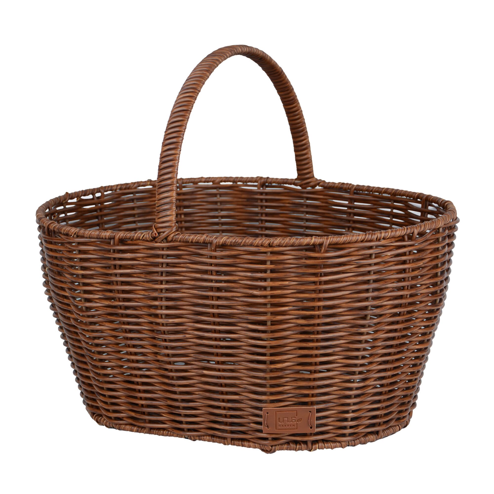 UNUS Panier à provisions pour enfants en osier Grand pour le magasin de jeu Panier de pique-nique Panier de Pâques marron avec poignée