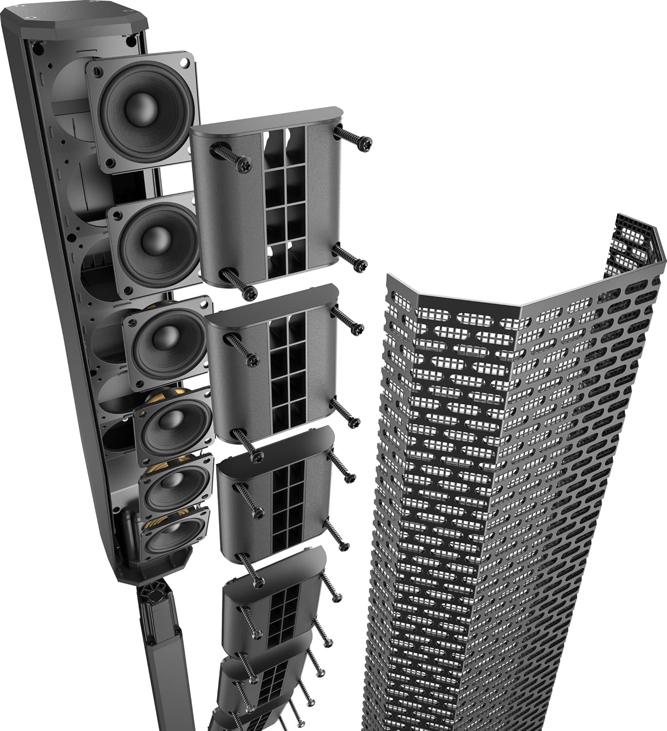 Rear panel of the Electro-Voice Evolve 30M subwoofer showing input and output connections, and power switch.