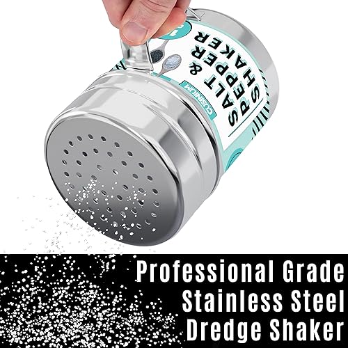 Miniatura 9 de CUSINIUM Salero de acero inoxidable de 10 onzas con tapa de plástico, con asa, paquete de 4