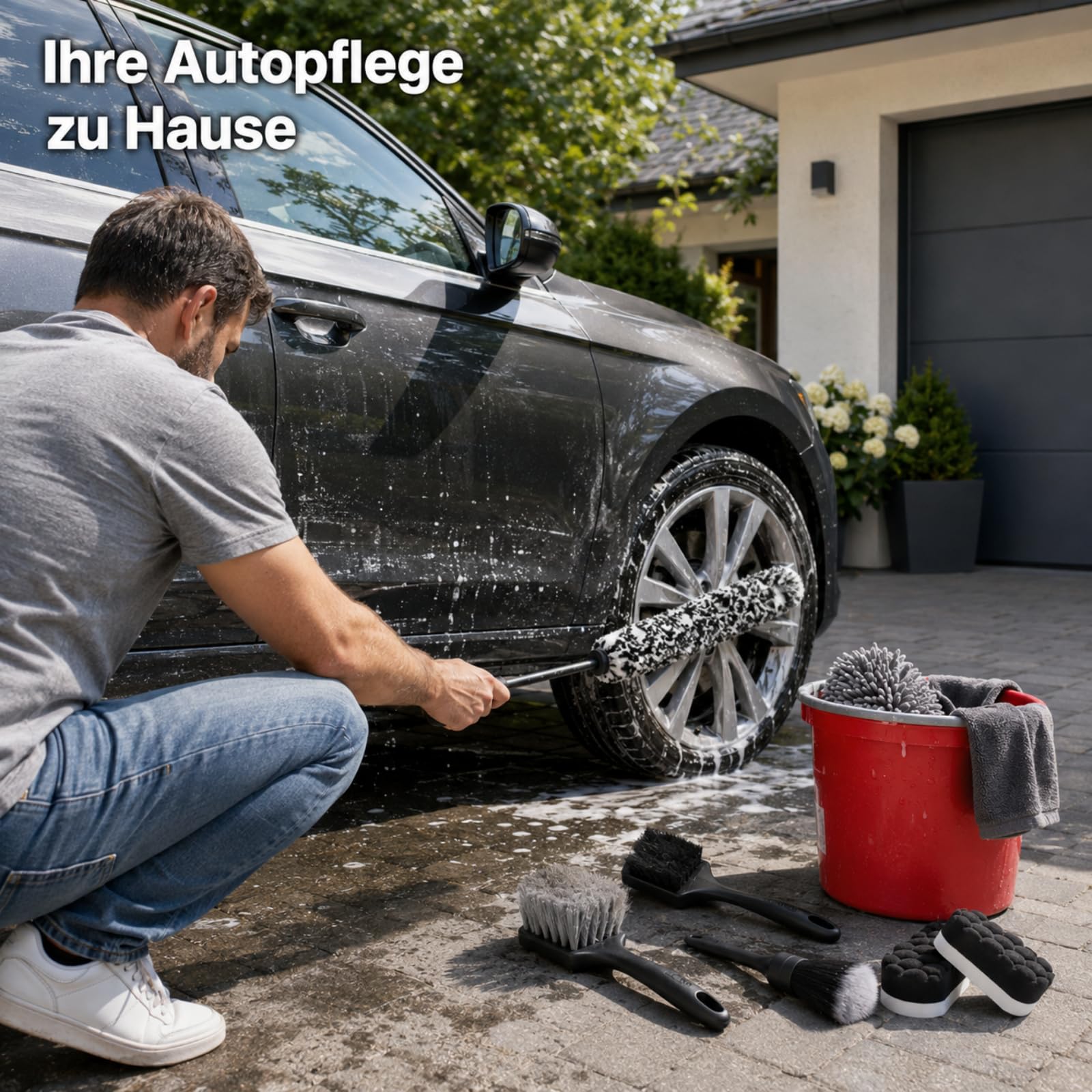 Autoreinigungsset 9er Pack Radbürsten Set mit weichen Borsten