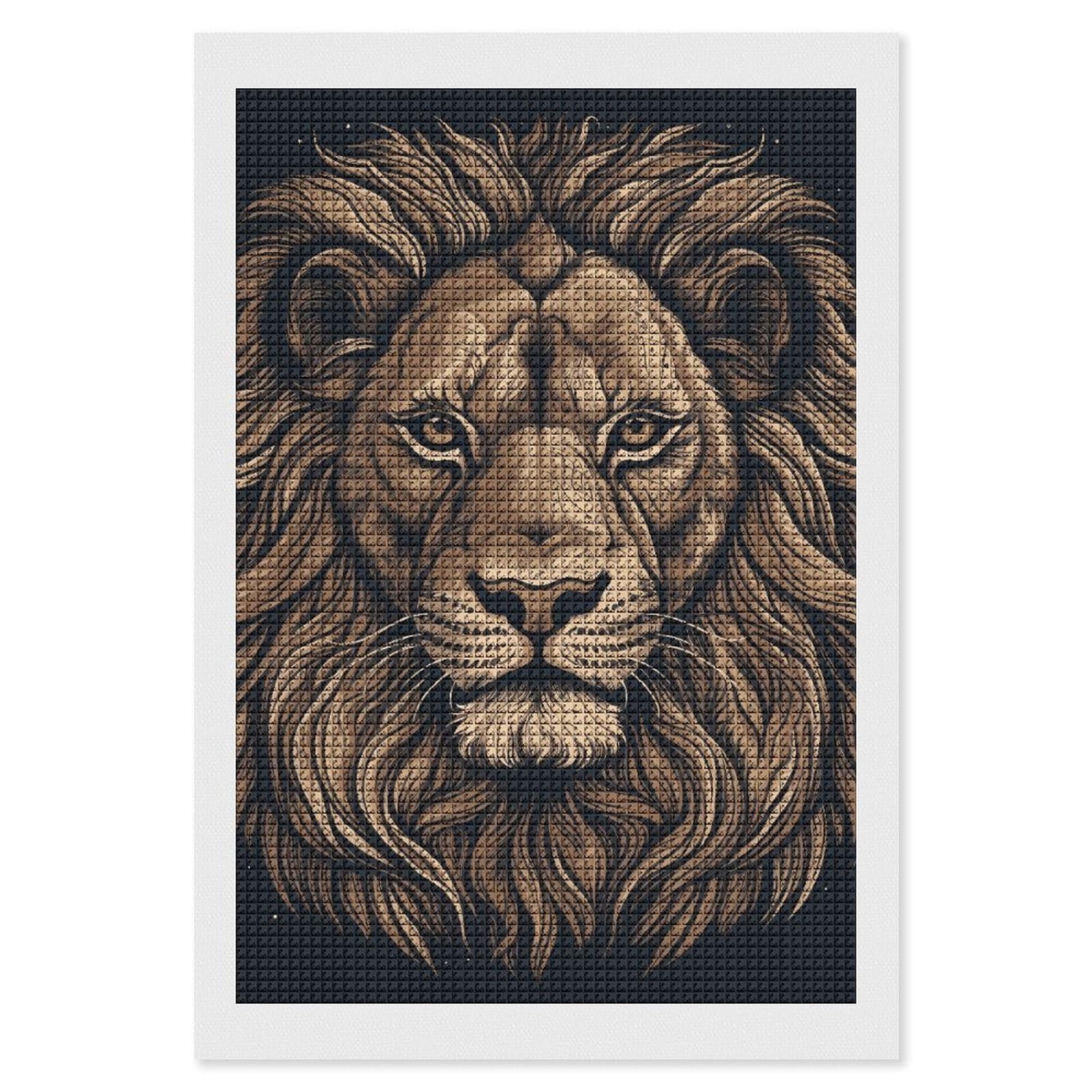 Cartoon Lion Diamond Art Kits for Adults, DIY 5D Diamonds Painting Kits for Beginner, Round Full Drill Diamond Dots Painting, 8"x12" Diamonds Pictures Gem Art and Crafts Wall Decor