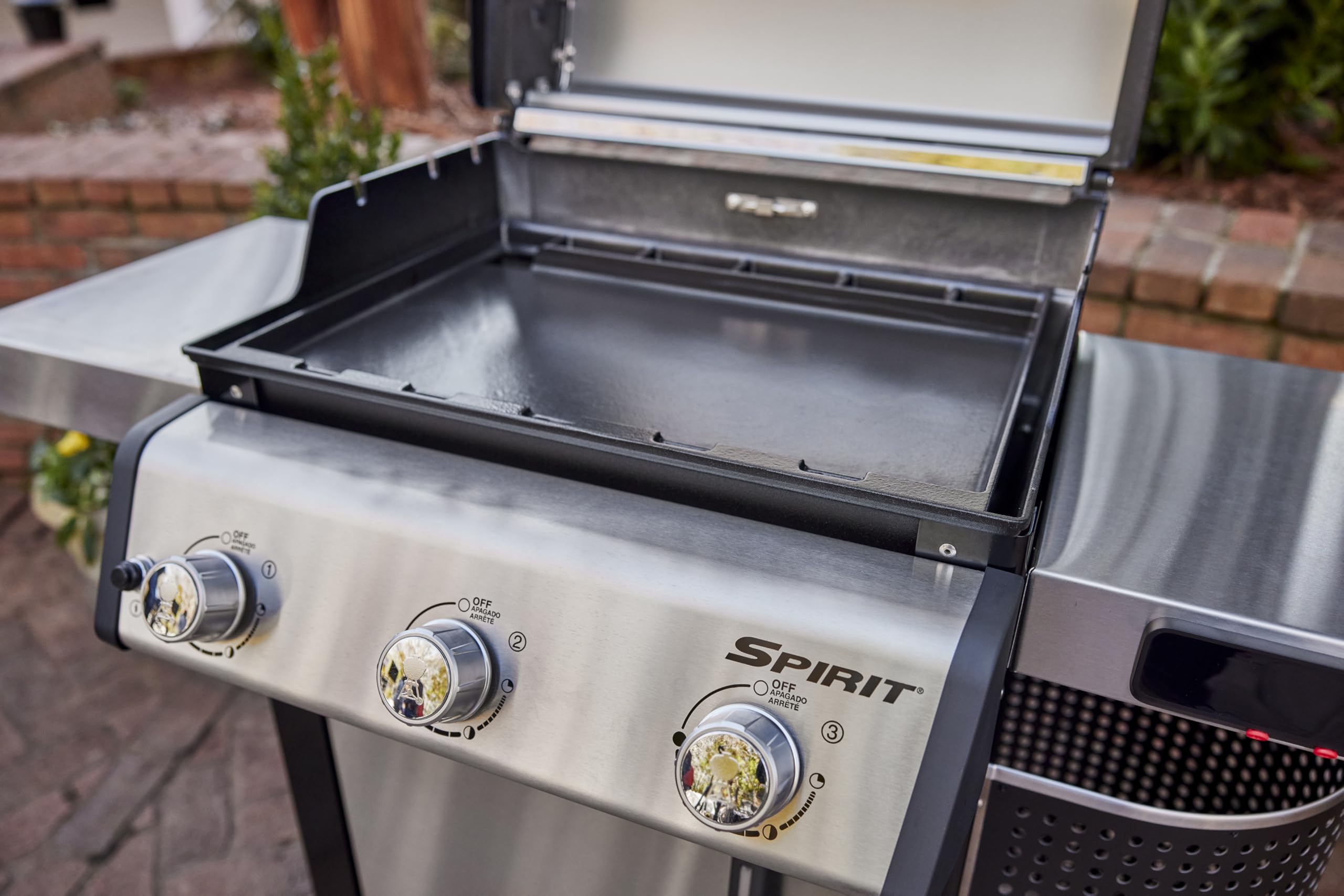 Weber plancha Formato Intero per Spirit Serie 300 e Searwood/Calore Uniforme, Ampia Superficie per Carne, Pesce e Verdure – Nero (6790)