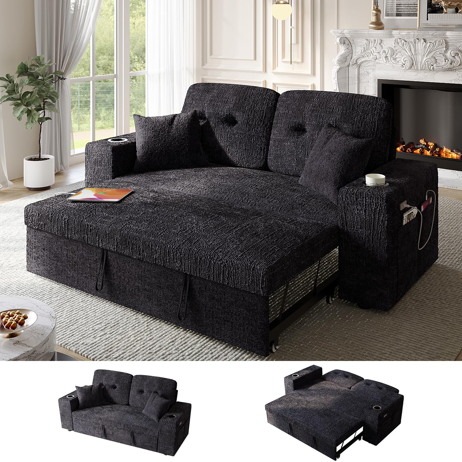 Bonroyo 63 4-in-1 Sleeper Sofa Bed