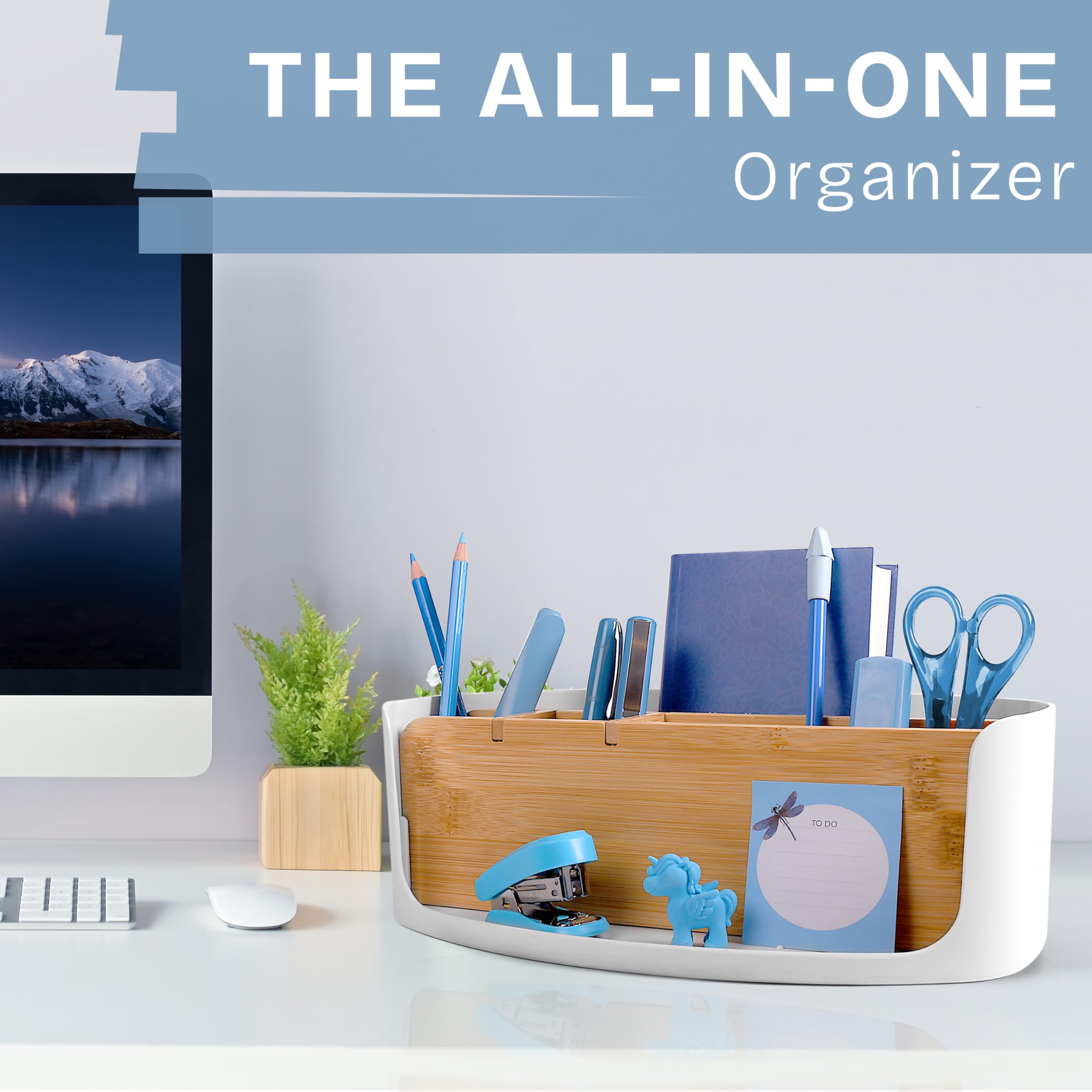 LIVONDO Eco Desk Organiser, table, office, cosmetic organiser, mobile phone & tablet holder, pen holder, stationary organiser - Image 2