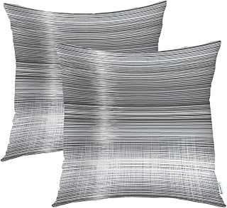Batmerry Vibration Amplitude Frequency Lines Throw Pillow Covers, Gray White Striped Grid Monochrome Linear Pillow Covers Digital Printing Blended for Couch Bed Invisible Zipper 18X18 in(Set of 2)