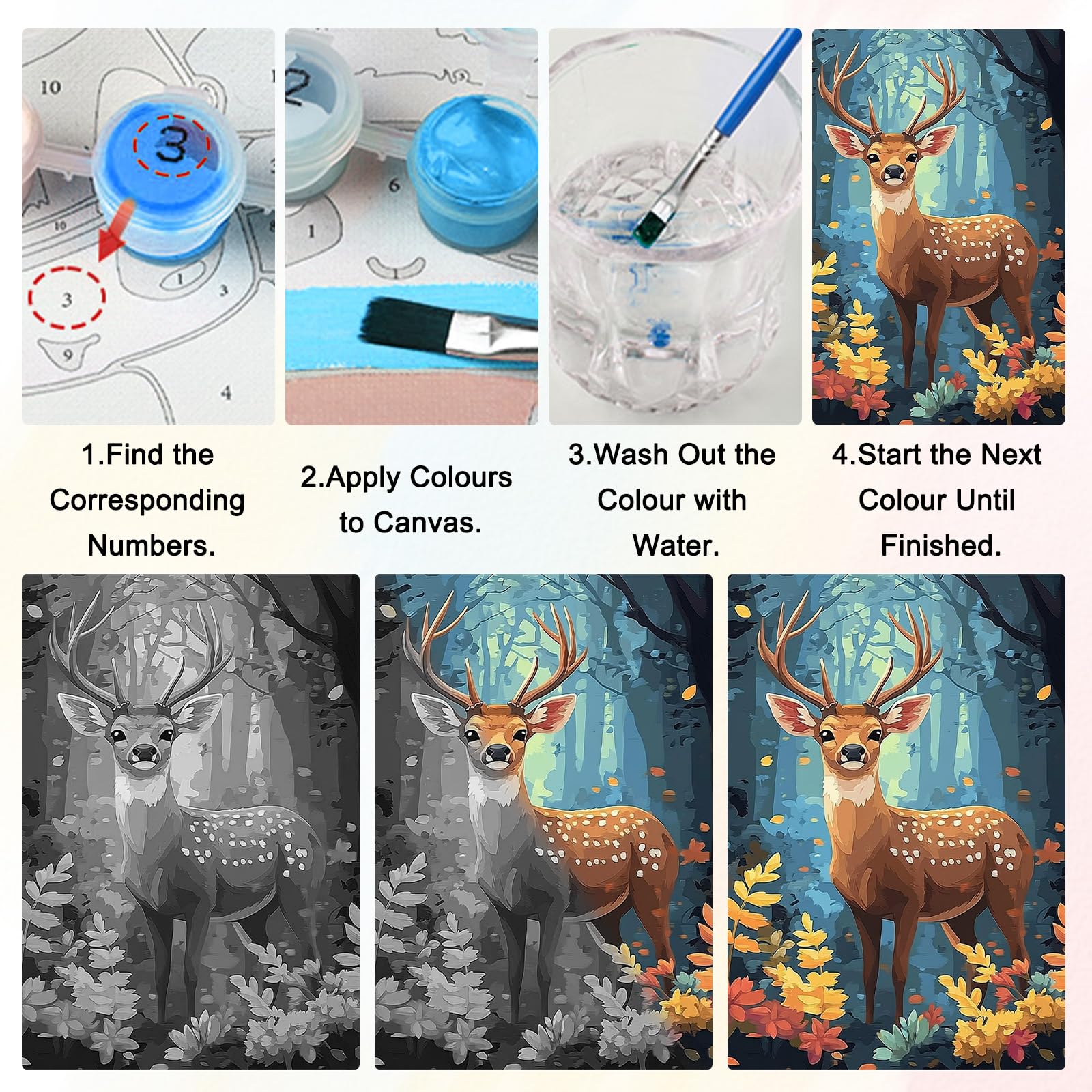 Kit De Pintura Por Números De Ciervo – Lienzo 30x40 Cm, Ideal Para Principiantes Y Regalo Decorativo