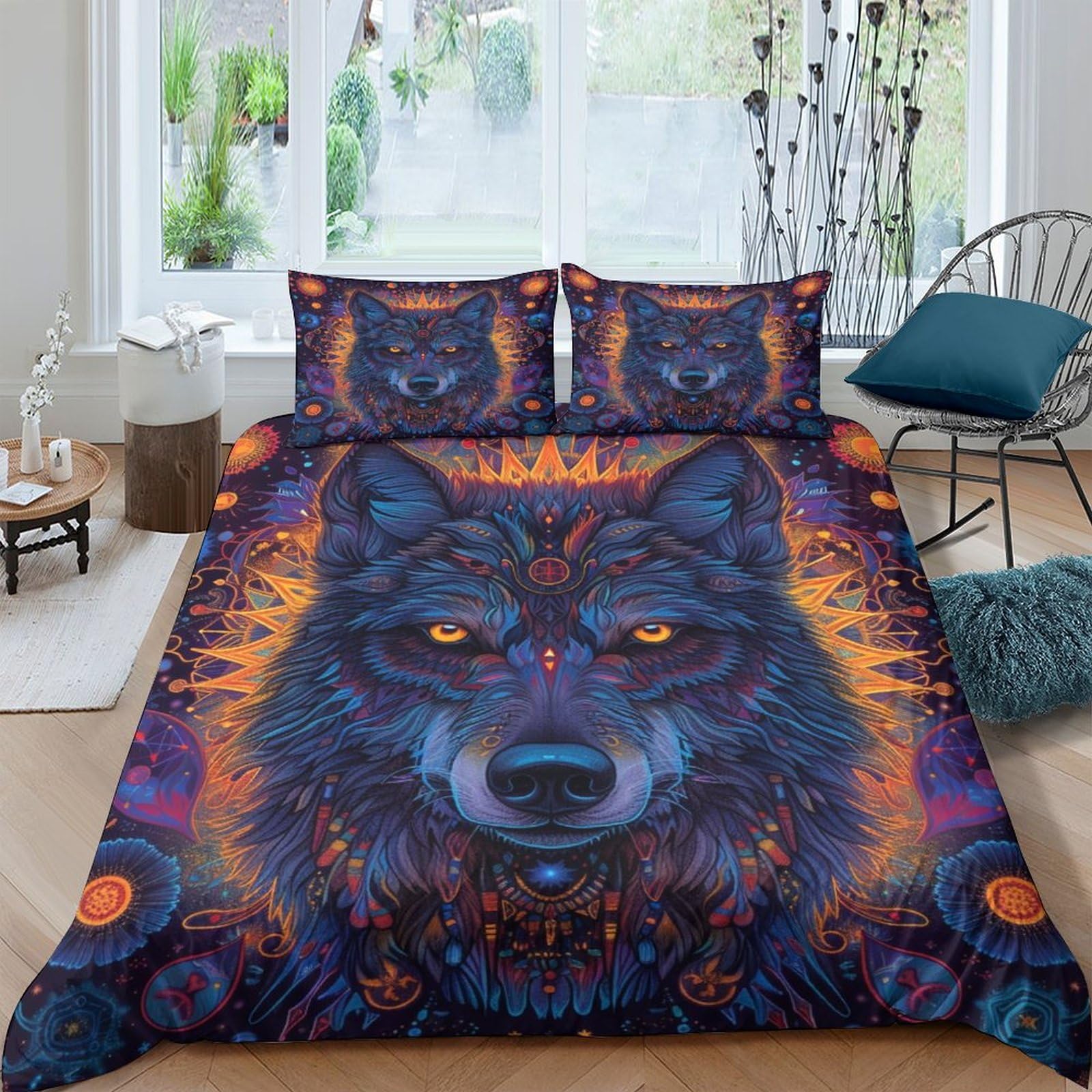 BARDYS Wolf Quilt Cover Duvet Cover 3D Printed Wild Animals for Boys Girls Comforter Covers with Pillow Cases Soft Microfiber Bedding Set with Zipper Closure 3 Pieces King（220x240cm）