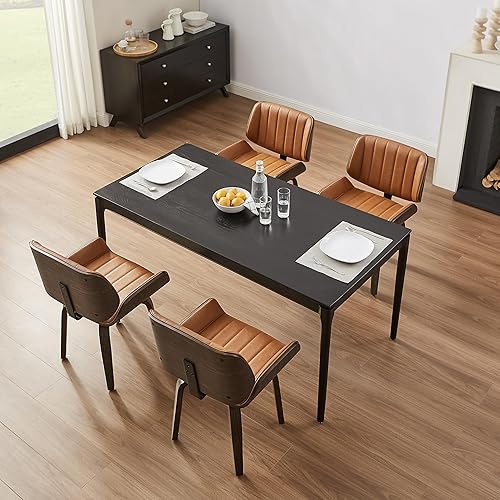 Miniatura 76 de Zouron Sillas de comedor giratorias, silla de escritorio moderna de mediados de siglo sin ruedas, silla de sala de estar de piel sintética con patas
