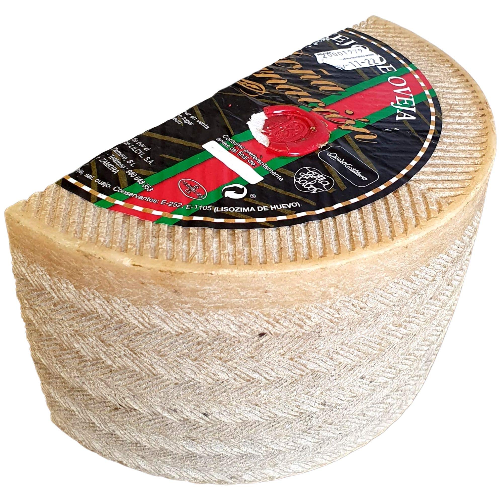 Queso de Oveja Doña Encarnación - Medio Queso Viejo de Oveja - Peso Aproximado 1600 gramos - Queso Curado Elaborado con Leche Cruda de Oveja