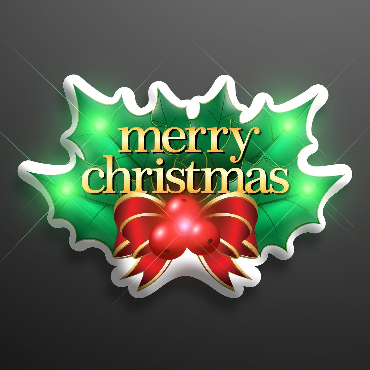 FlashingBlinkyLights Merry Christmas LED Body Light Lapel Pins (25 Pack)
