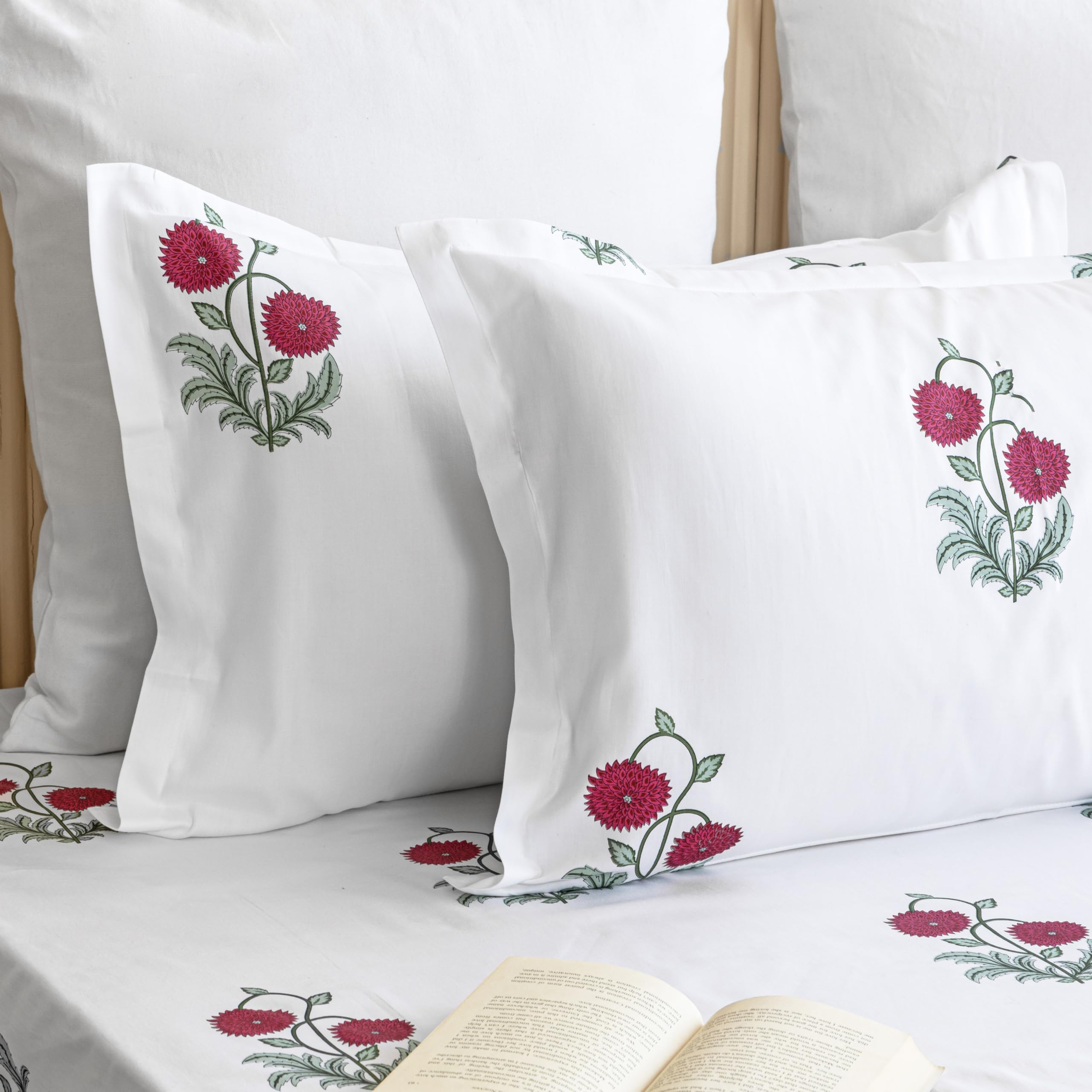HOMEMONDE 210 TC Premium Cotton Pillow Covers | Regular Pillow Cases | Only 1 Piece Pillow Cover (Red Rose, 17 x 27 Inches)-image-37