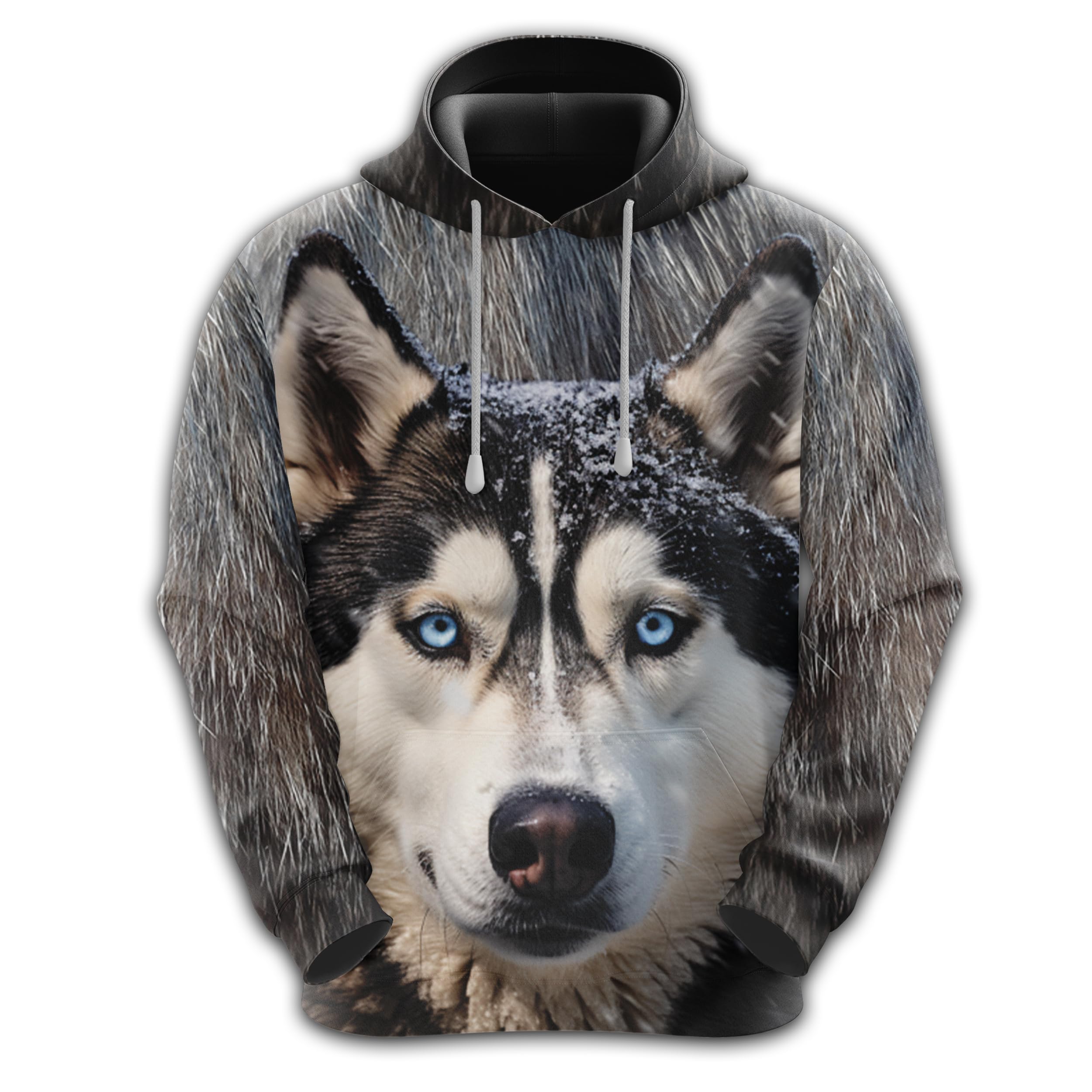 HANZSPROUT Siberian Husky Hoodie, Dog Hoodies For Men Women, Warm 3D Printed Pullover Sweatshirt With Pockets (HN-HD20) Size2XL