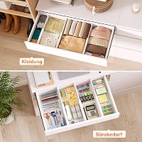 Lifewit 4 db-os Állítható Fiókrendező Szett 27-40 cm Hosszúságú Fiókokhoz, Fehér Elválasztó Rendszer Ruhásszekrénybe, Konyhába, Irodába 8