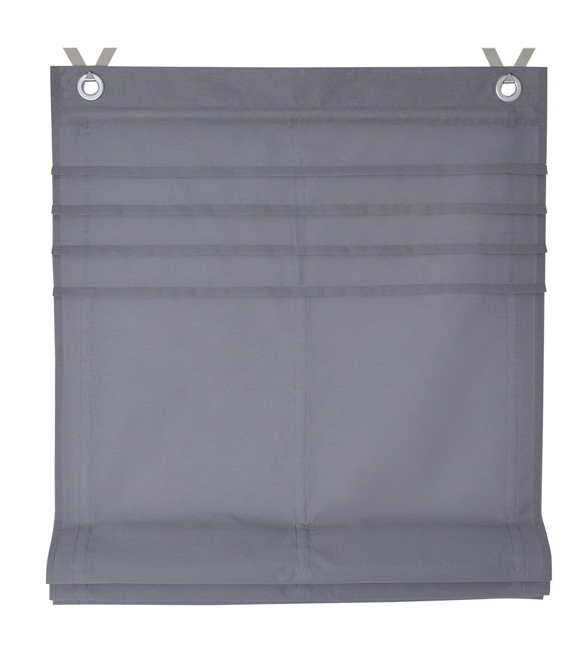 Raffrollo Ösenrollo Hakenrollo 100x140 grau Classic ohne Bohren Vorhang Gardine