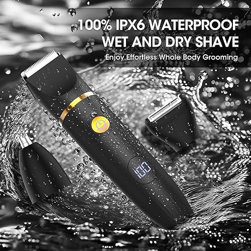 Miniatura 4 de Afeitadora de vello corporal para hombre: recortadora de pelo púbico, afeitadora eléctrica versátil 3 en 1 para ingle, cara, barba, nariz,
