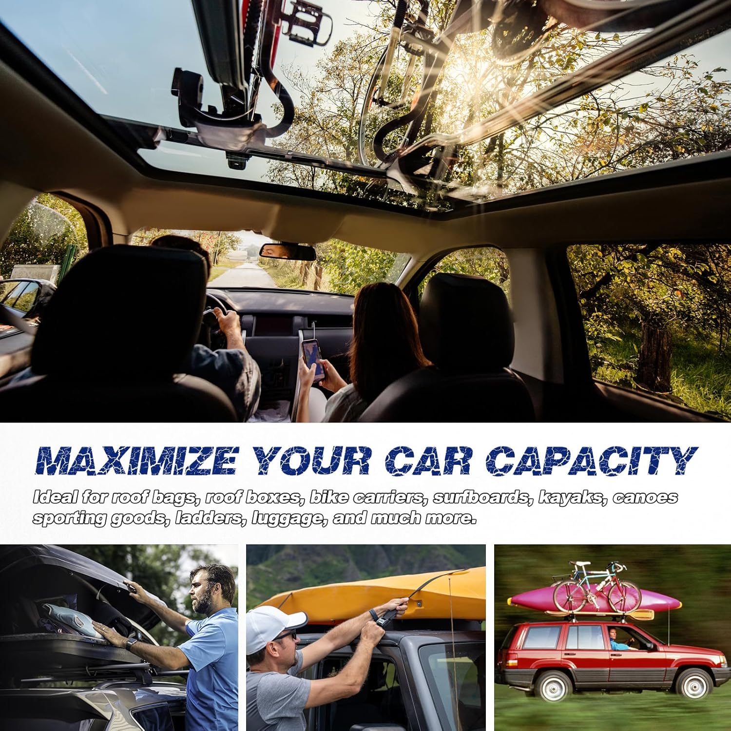 Roof Rack Cross Bars Luggage Carrier Compatible with Toyota Rav4 2013-2018, Maximum Load 200 lbs/90 kg, Suitable for roof Bags, roof Boxes, Bike Carriers, and Much More.