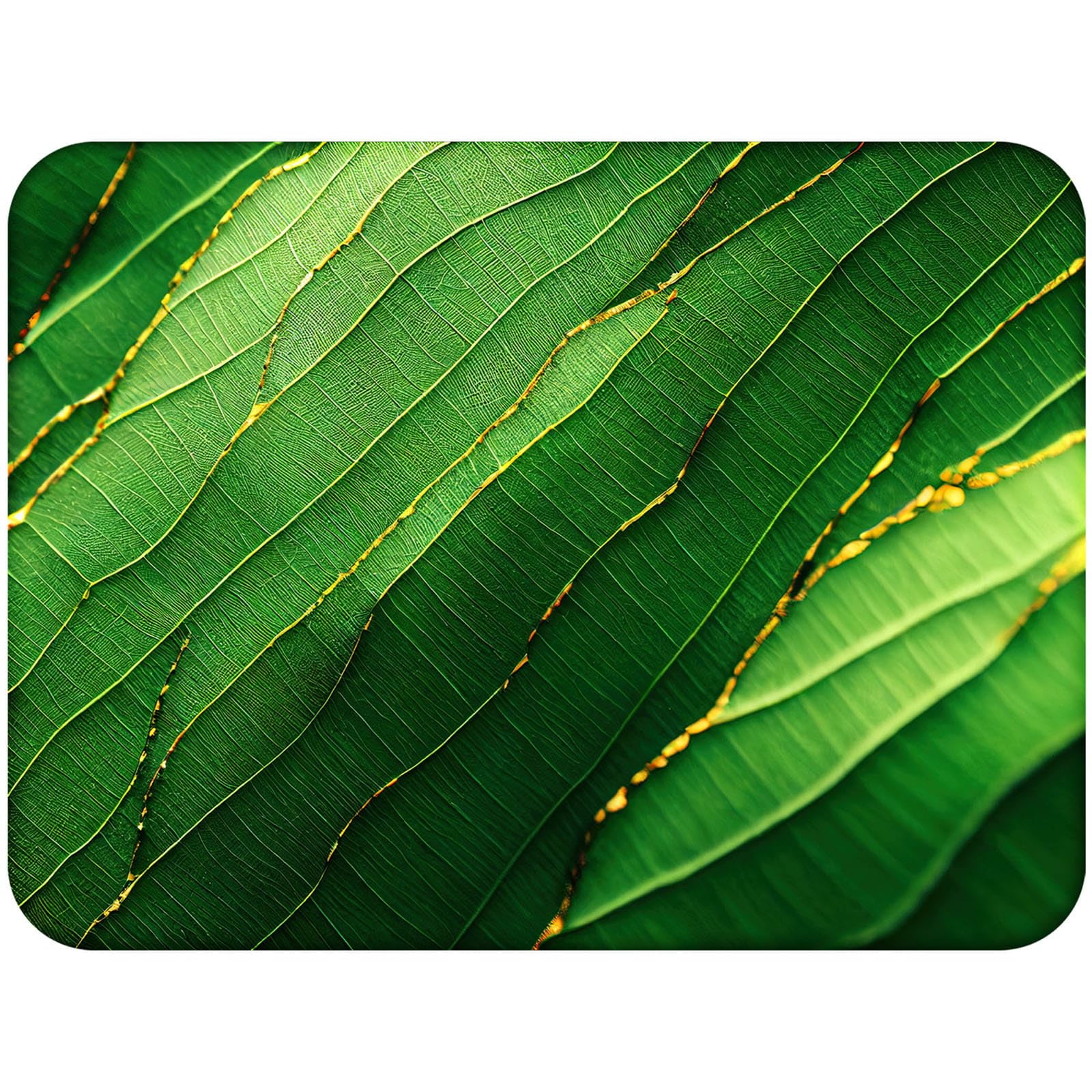 MG Design Set de 8 manteles Individuales de Corcho para Plato – Leaves with Gold 3 – 30 × 40 cm – Resistentes al Calor y fáciles de Limpiar