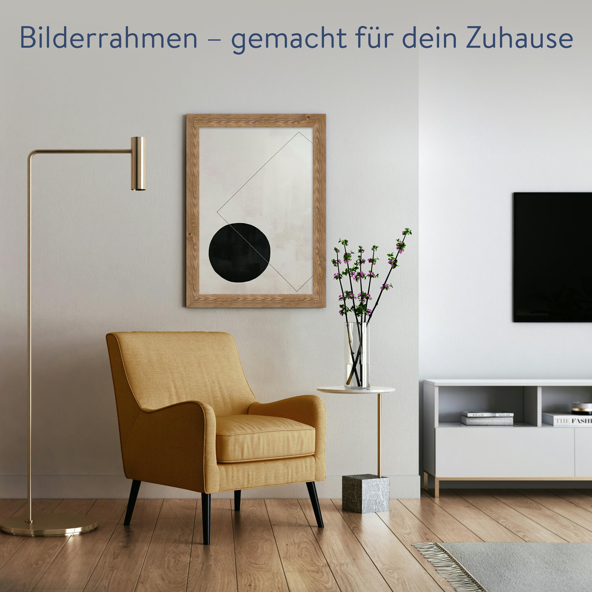 WANDStyle Bilderrahmen 40x50 Eiche, rustikaler Bilderrahmen Holz 40x50 cm | Hochwertiger Holzbilderrahmen, Posterrahmen zum Aufhängen, Rahmen 50x40 cm, Fotorahmen H780 - Made in Germany