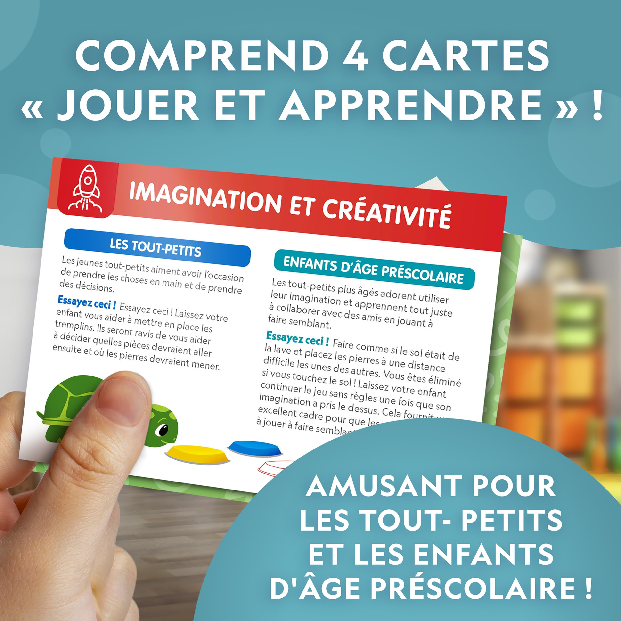 National Geographic Kids Blue Marble Pierres D’Équilibre et Barres D’Équilibre – Set de Parcours d’Obstacles 12 pièces pour Enfants 3+ avec dé en Mousse, Cartes Play & Learn
