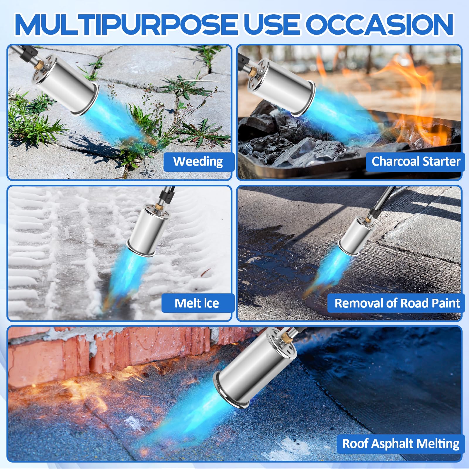 Siasky Weed Torch - Bruciatore a propano, 1.200.000 BTU, torcia a propano con pulsante di accensione, per erbacce, scioglimento della neve, asfalto, giardino, tetto, kit per esterni
