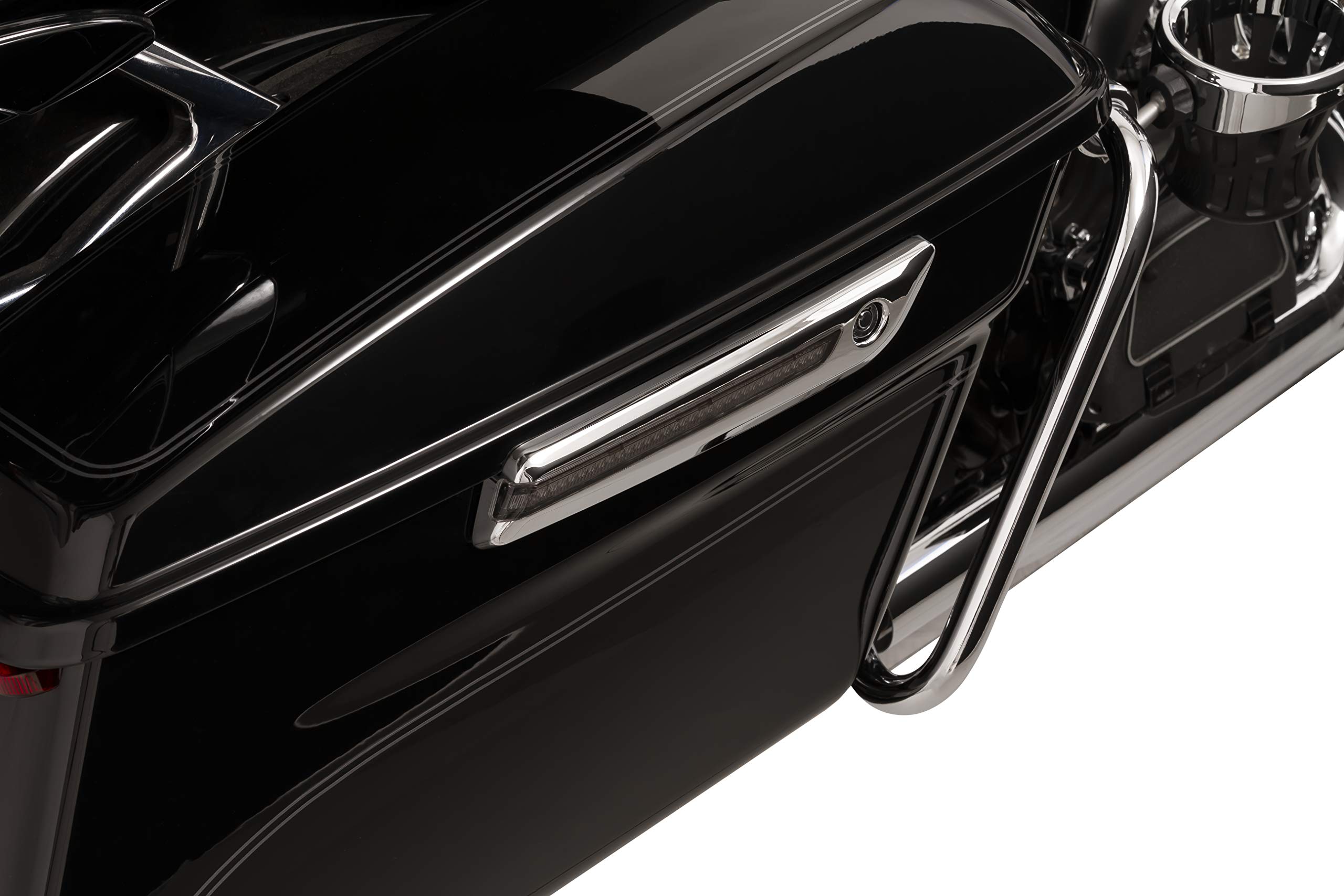 Ciro LED Lighted Saddlebag Hinge Covers Black with Smoke Lens