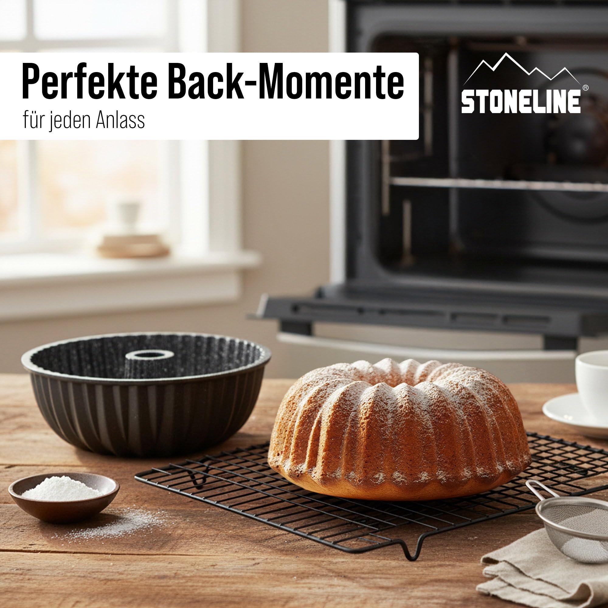 STONELINE® Gugelhupf Backform, 24,5 cm, Aluguss, Antihaftbeschichtung mit echten Steinpartikeln, Kuchenform