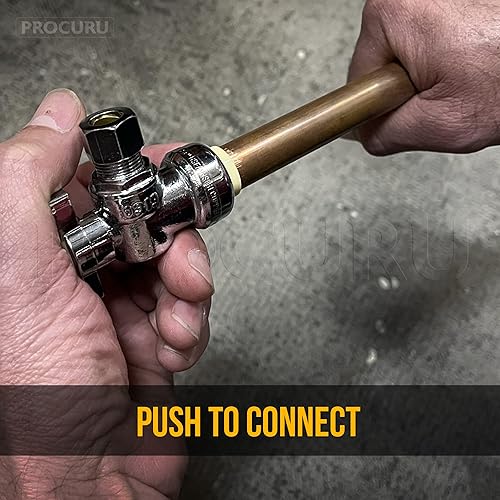 Miniatura 4 de PROCURU PushFit - Válvula de parada angular de 12 pulgada de empuje x 38 pulgadas de diámetro exterior Comp, válvula de cierre de latón de un cuarto