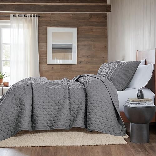 Miniatura 5 de WDCOZY Juego de ropa de cama de tamaño California California King de gran tamaño con fundas de almohada, color gris oscuro, ligera, suave, para