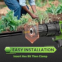 Vista 4 de SYITCUN Broca de taladro para plantar 2 x 24 pulgadas, taladro de orificio para plantar bulbos, fácil excavadora de agujeros para postes con taladro