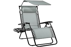 Zero Gravity Outdoor Lounge Recliner with Adjustable Canopy Shade