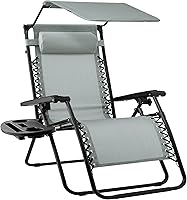 Vista 52 de Best Choice Products Silla reclinable plegable de gravedad cero para exteriores con toldo ajustable, reposacabezas, bandeja lateral para accesorios