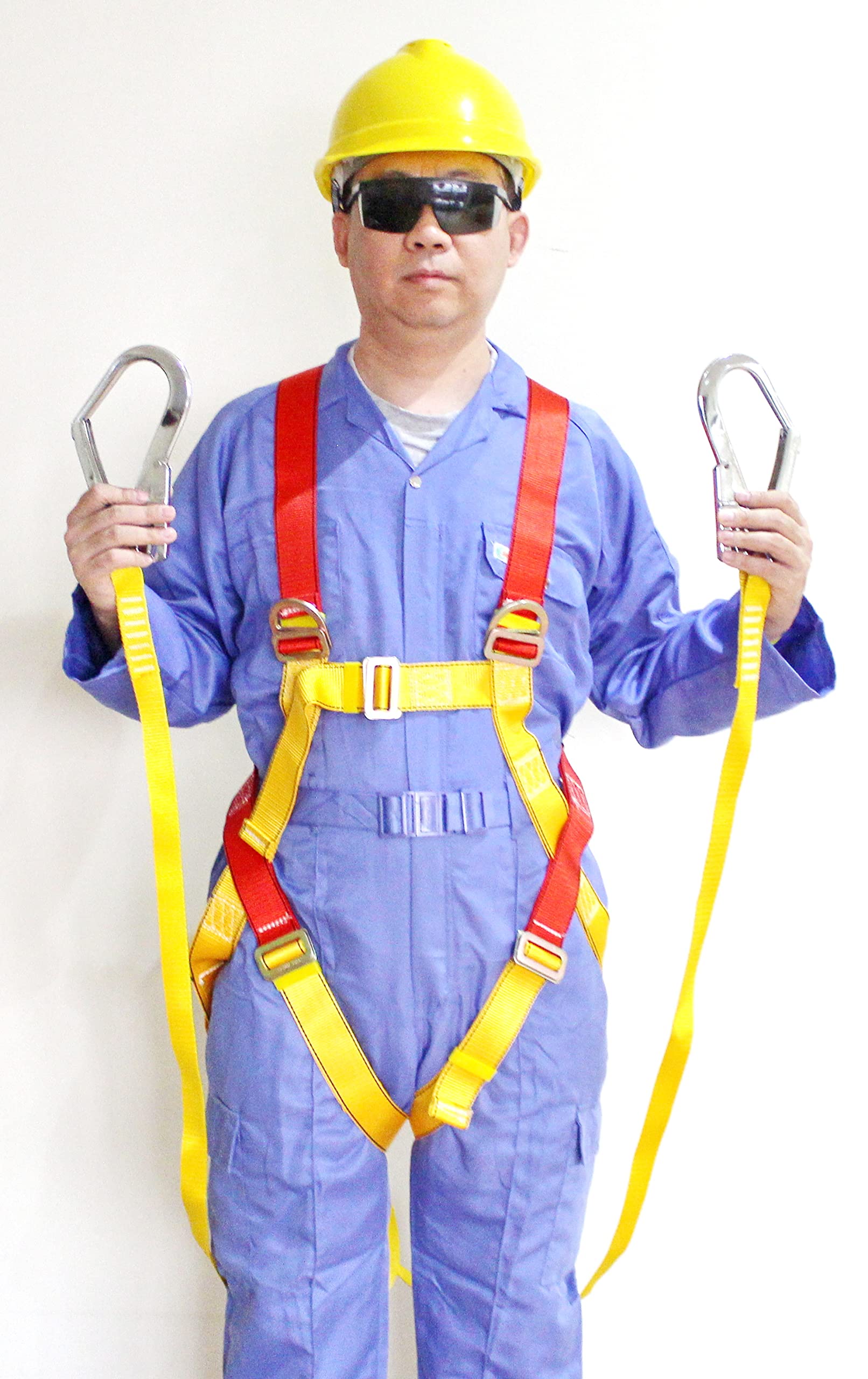 Kingroyfull body safety harness, shack absorber, 2 land yarn, 2 big safety hook, 5 point adjustable