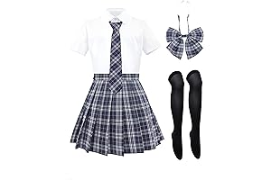 Cosplay Temptation! PROCOS Japanese High School Black Uniform Designed with Plaid Bow...