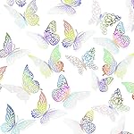 3D Gold Butterfly Wall Decor 3 Sizes 4 Styles Butterfly Party Decorations Cake Decorations Removable Stickers Wall Decor Room Mural Metallic Kids (Laser Colored, 96Pcs)