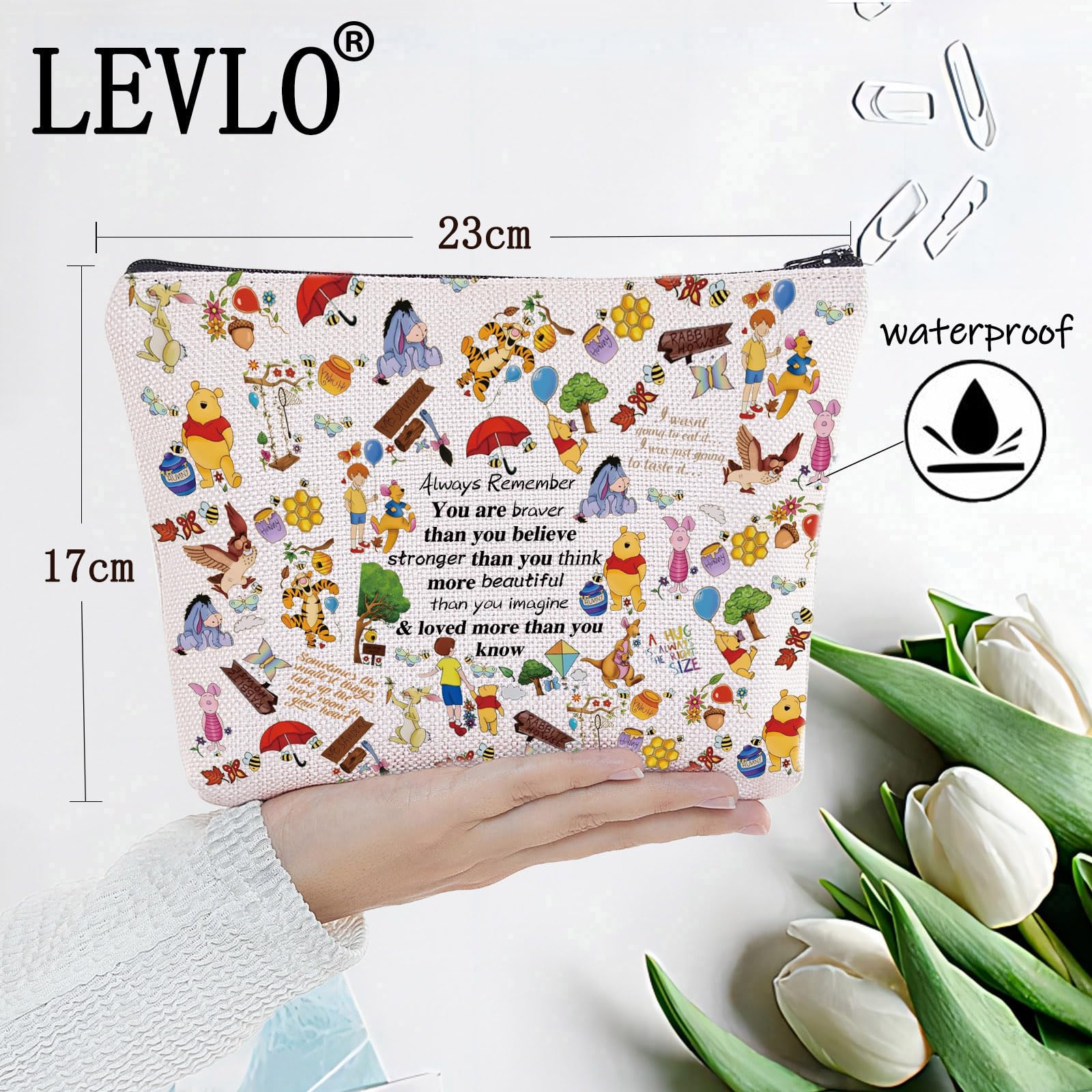 LEVLO Friendship Cosmetic Make up Bag Friend Gift Friendship You are Braver Stronger Smarter Than You Think Makeup Zipper Pouch Bag (wei ni F Bag) - Image 2