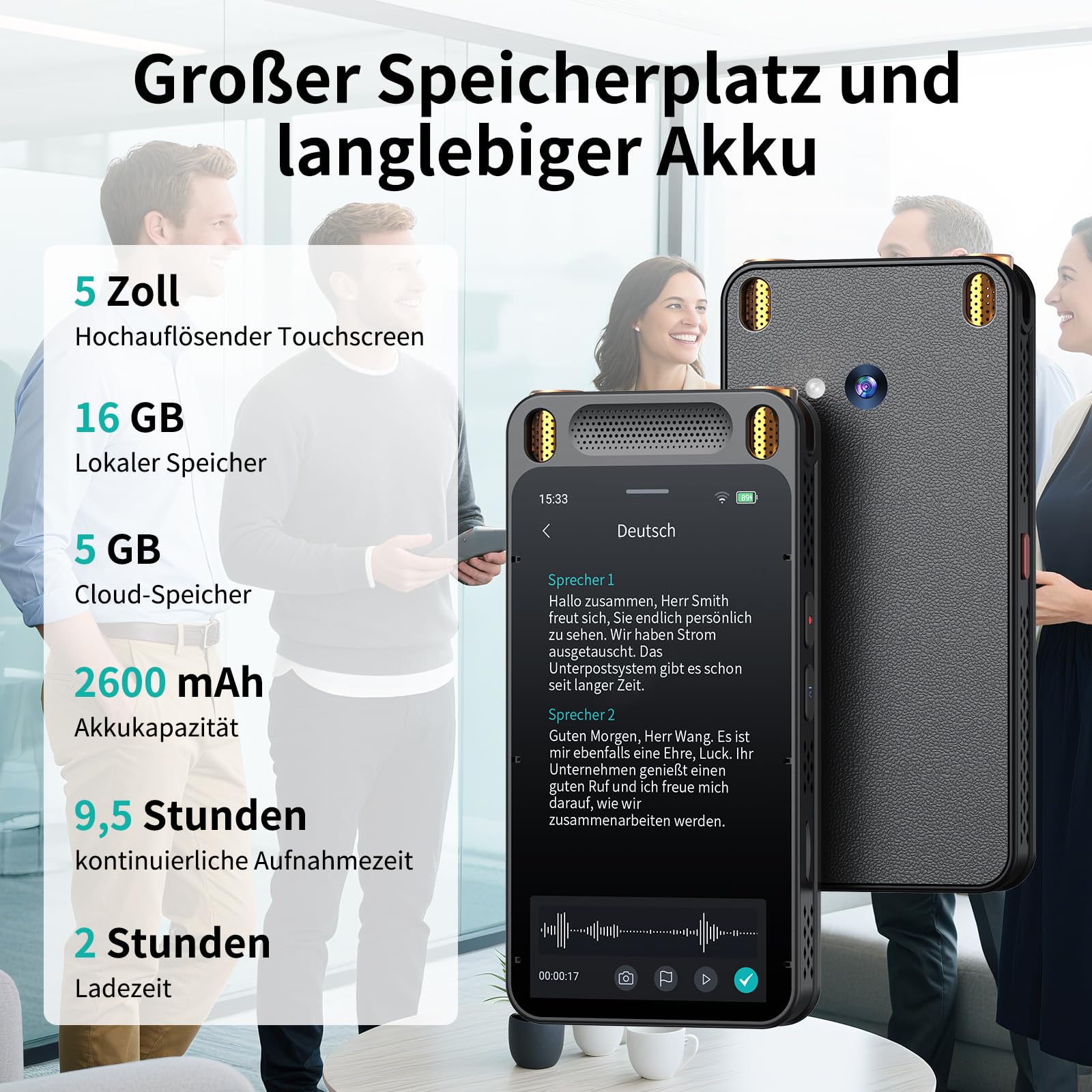 Note AI Digitales Diktiergerät Mit Wiedergabefunktion,Voice Recorder Unterstützung Kostenlose Transkription, Zusammenfassung Und Übersetzung In 134 Sprachen,Audioaufnahmegerät Für Vortrag/Interviews