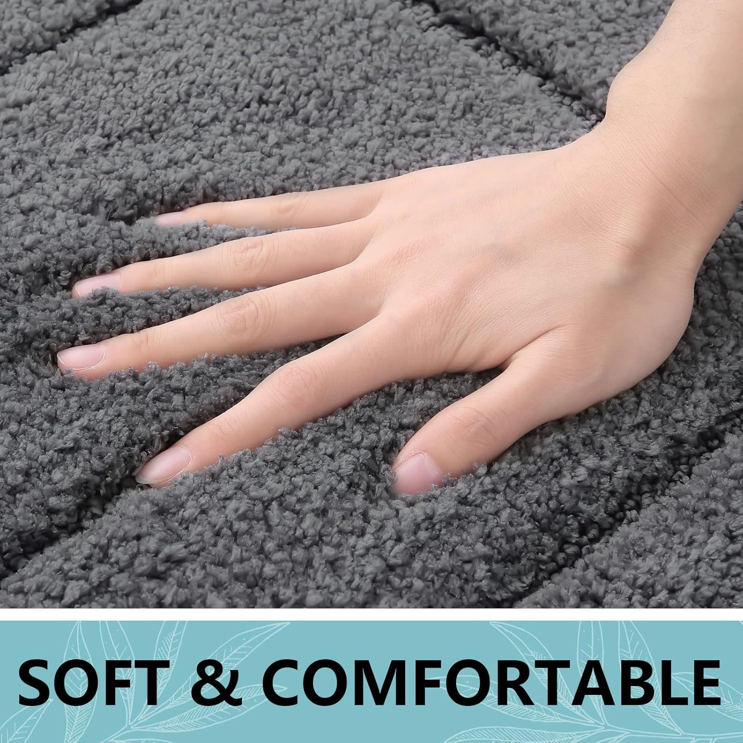 Buganda Bathroom Rugs, 30" x 20", Soft and Absorbent Microfiber Bath Rugs, Non-Slip Shaggy Shower Carpet, Machine Wash Dry Bath Mats for Bathroom Floor, Tub and Shower, Dark Grey
