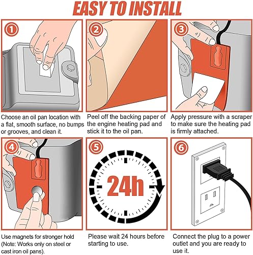 Miniatura 7 de 2 almohadillas de silicona para calentador de motor de automóvil, almohadilla calefactora autoadhesiva de 4 x 5 pulgadas con protector térmico de