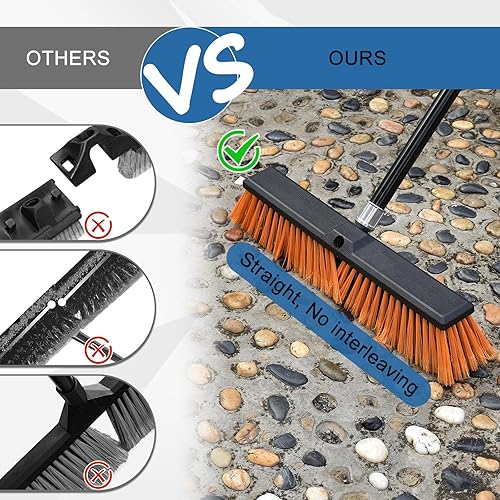 Miniatura 2 de PBHEPJ Escoba de empuje de 24 pulgadas para exteriores, resistente, escoba de tienda con banda de 60 pulgadas de largo para limpiar azulejos al aire