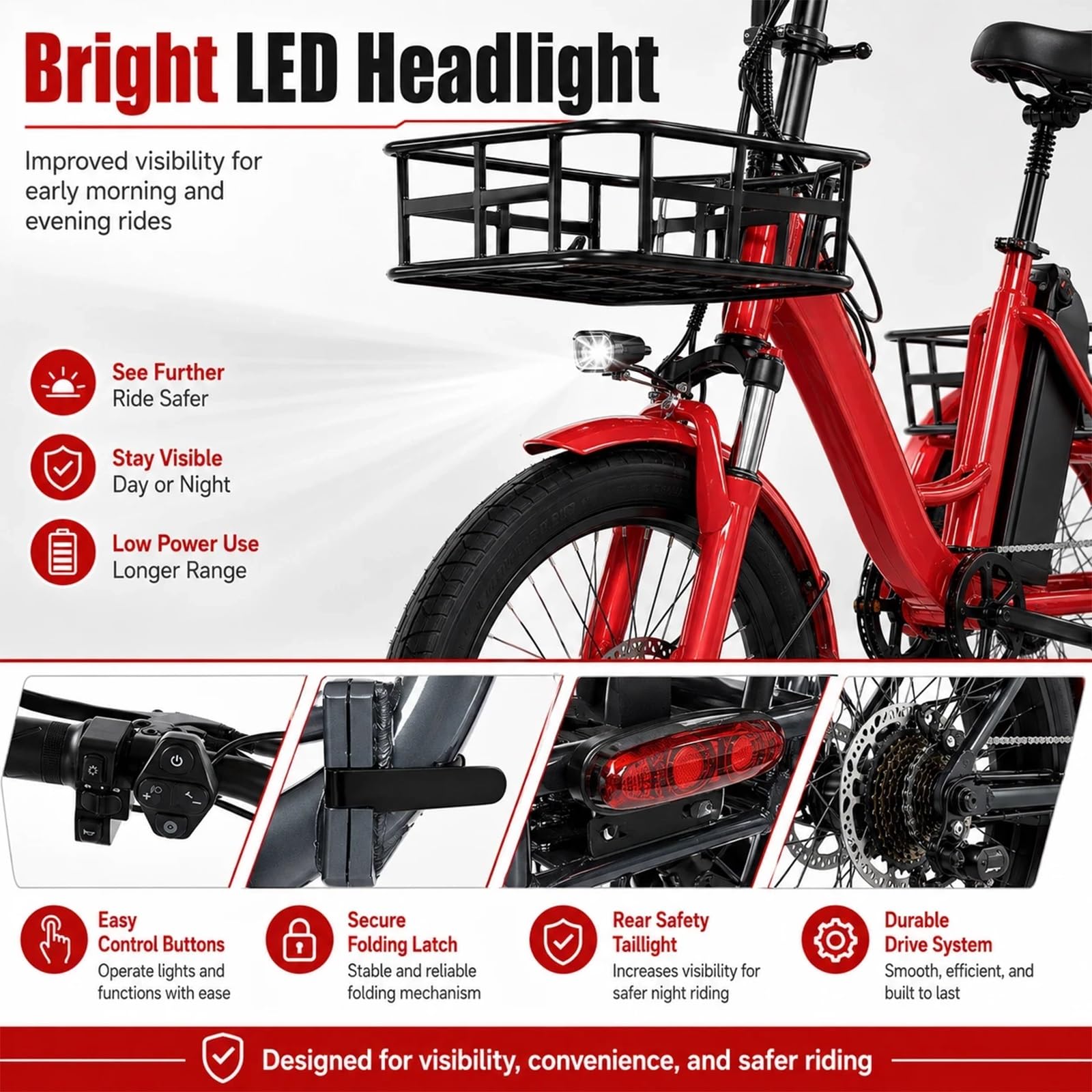 Vélo Électrique À 3 Roues Pour Adultes, Tricycle Électrique Pliable Avec Batterie 48V 13Ah, Pneu Large 20 Pouces, Paniers Avant Et Arrière, Tricycle Idéal Pour Les Déplacements Des Seniors(Blue)