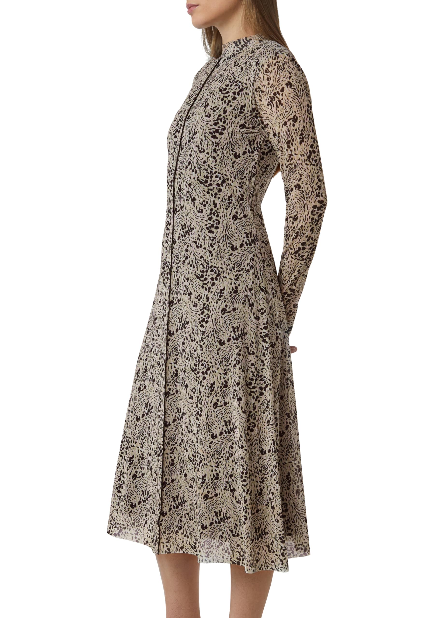 Comma Hochgeschlossenes Midi-Kleid aus Mesh